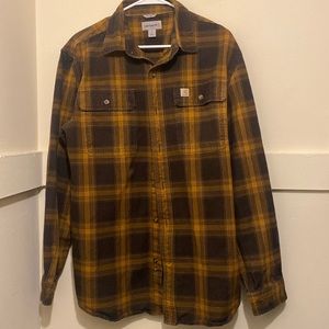 Carhartt black and yellow stripped heavy shirt
